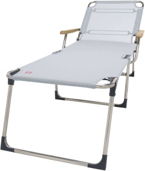 Preview: FIAM® Liegestuhl AMIGO 40+ Grau/Weiss mit Armlehnen/Eschenholz